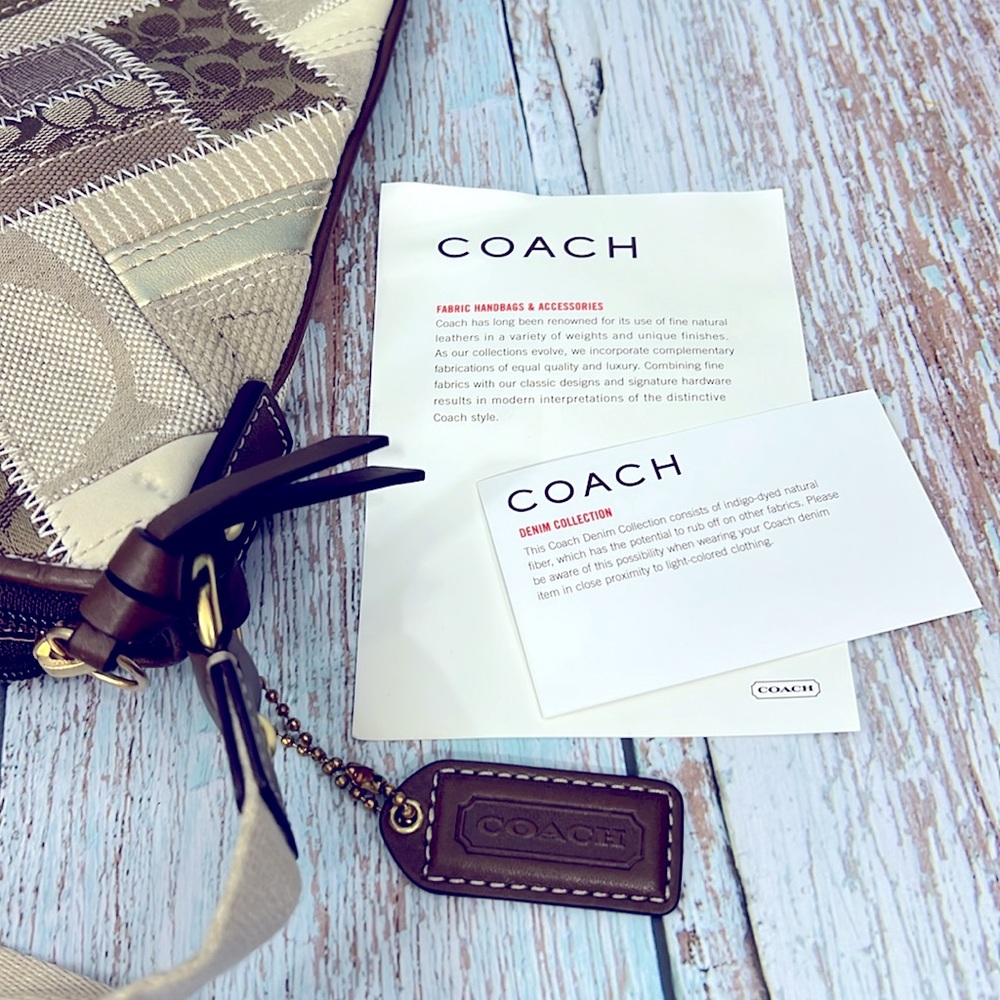 🌺 COACH KHAKI PATCHWORK BROWN MULTI SWINGPACK BRASS KHAKI CROSSBODY F41705 - Picture 11 of 11